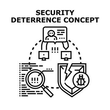 Cybersecurity deterrence concept protecting digital data and network Stock Illustration