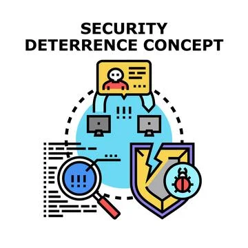 Cybersecurity deterrence concept protecting digital data and network Illustrazione stock