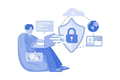 Cybersecurity developer Illustration concept on white background Stock Illustration
