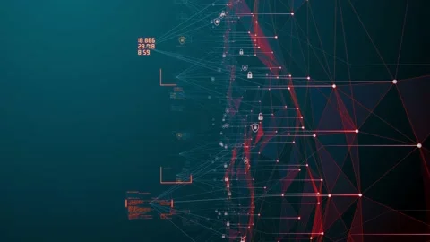 Cybersecurity digital connected network cloud computing IOT Internet of things Stock Footage 164264597