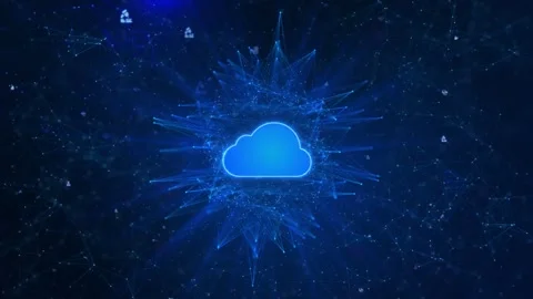Cybersecurity digital data and data analysis background, Cityscape of cloud comp Stock Footage 341894991