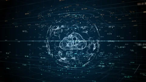 Cybersecurity digital data of futuristic and technology of cloud computing us Stock Footage 141892538