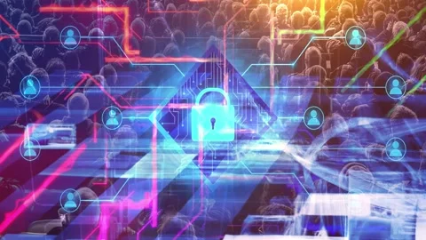 Cybersecurity digital data safety background Stock Footage 229927525