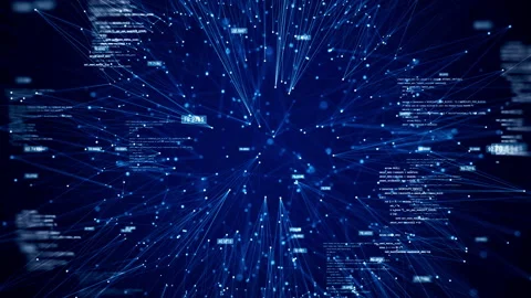 Cybersecurity digital information technology concept. Interconnected polygon bin Stock Footage 211794727