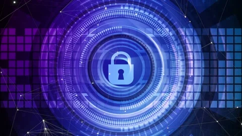 Cybersecurity digital padlock concept Stock Footage 150515456