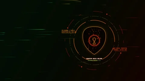Cybersecurity digital shield hud animation on dark background with glitched.. Stock Footage 341824453