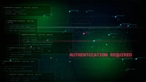 Cybersecurity Encryption Enabled Digital HUD Background Stock Footage 335364740