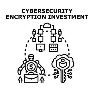 Cybersecurity encryption investment protecting digital data network Stock Illustration