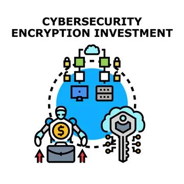 Cybersecurity encryption investment protecting digital data network イラスト素材