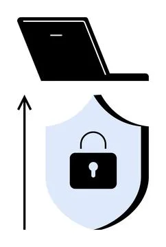 Cybersecurity Enhancement through Laptop Security and Data Protection Stock Illustration
