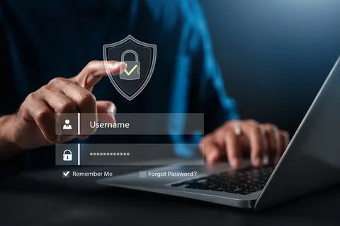 Cybersecurity ensures secure login for user digital identity verification a.. Stock Photos