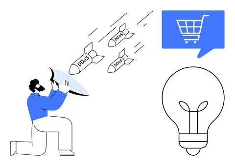 Cybersecurity Expert Defending E-commerce Against DDoS Attacks with Innovat.. イラスト素材