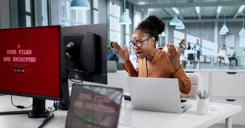 Cybersecurity Expert Protects Business Data During Ransomware Malware Attack. Stock Photos