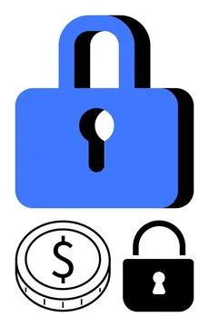 Cybersecurity, financial security, data protection, online banking, secure in Illustrazione stock