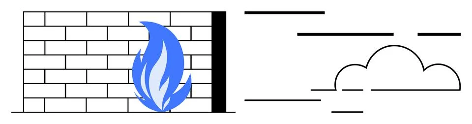 Cybersecurity Firewall Protection Against Cloud Threats Concept Illustrazione stock