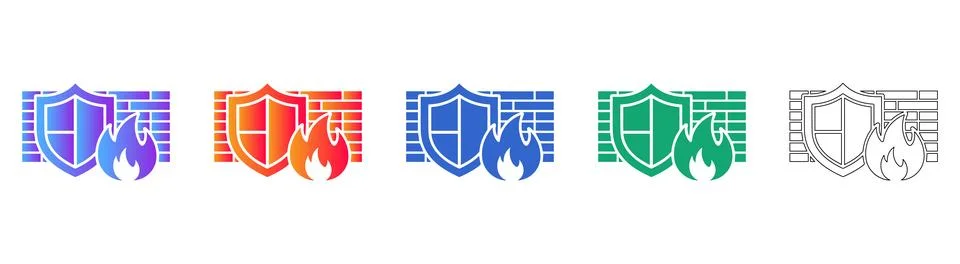 Cybersecurity Firewall Protection Icon Set Stock-Illustration