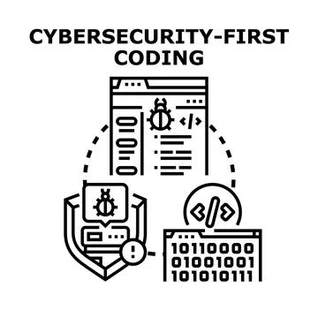 Cybersecurity first coding concept for secure development Illustrazione stock