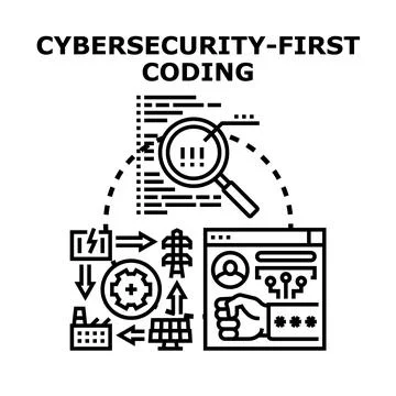 Cybersecurity first coding development with secure systems planning Illustrazione stock