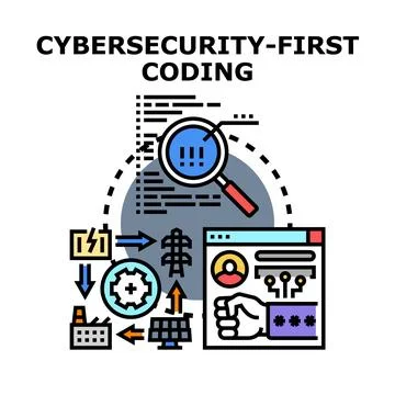 Cybersecurity first coding development with secure systems planning Illustrazione stock
