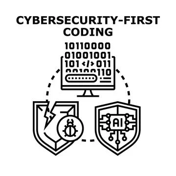 Cybersecurity first coding practices protecting digital information Illustrazione stock