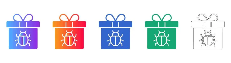 Cybersecurity gift box bug security icon Stock Illustration