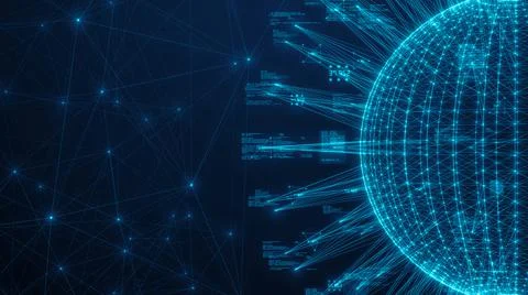 Cybersecurity of global Big data internet of things IOT cloud computing AI ne Stock Illustration