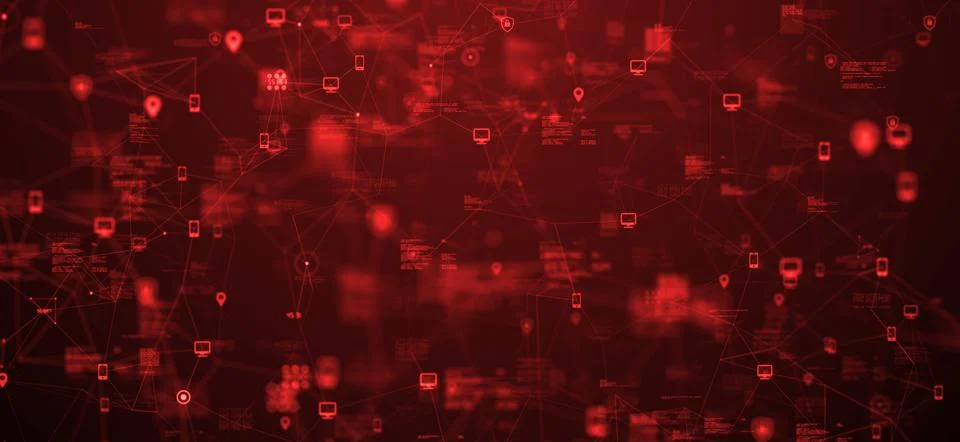 Cybersecurity of global big data internet of things IOT cloud computing AI  Stock Illustration