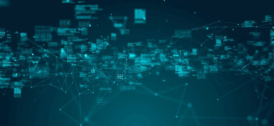 Cybersecurity of global Big data network connectivity cloud computing AI  イラスト素材