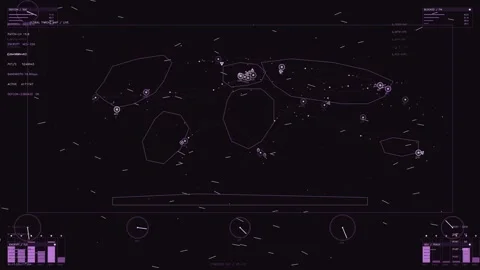 Cybersecurity Global Threat Map HUD Interface with Tactical Data Visualizat.. Stock Footage 334106533