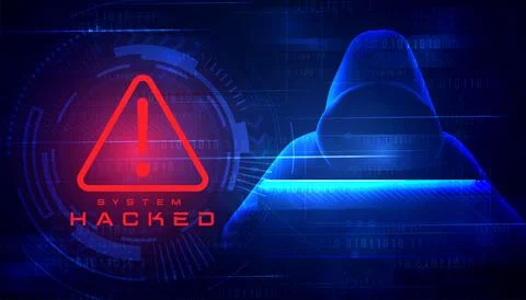 Cybersecurity Hacker data security technology blue background secure theft Illustrazione stock