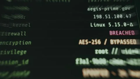 Cybersecurity hacker terminal, ethical hacking concept Stock Footage 335871755