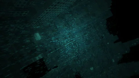 Cybersecurity Hacking Dark Data Center Matrix City Architecture Stock Footage 343810934