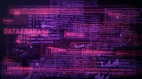 Cybersecurity Hacking Interface with Scrolling Code and Data Alerts Stock-Footage 335570956
