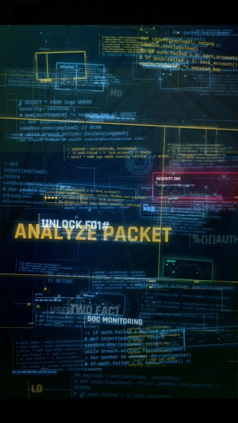Cybersecurity HUD Interface with Data Analysis and Virus Monitoring Stock Footage 335564731
