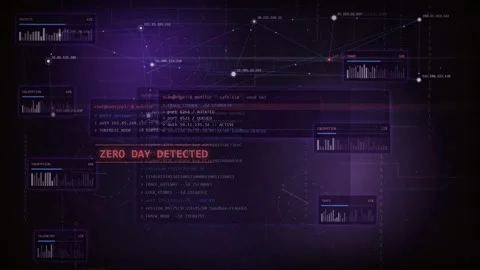 Cybersecurity HUD with Server Lockdown Warning Animation Stock Footage 335365616