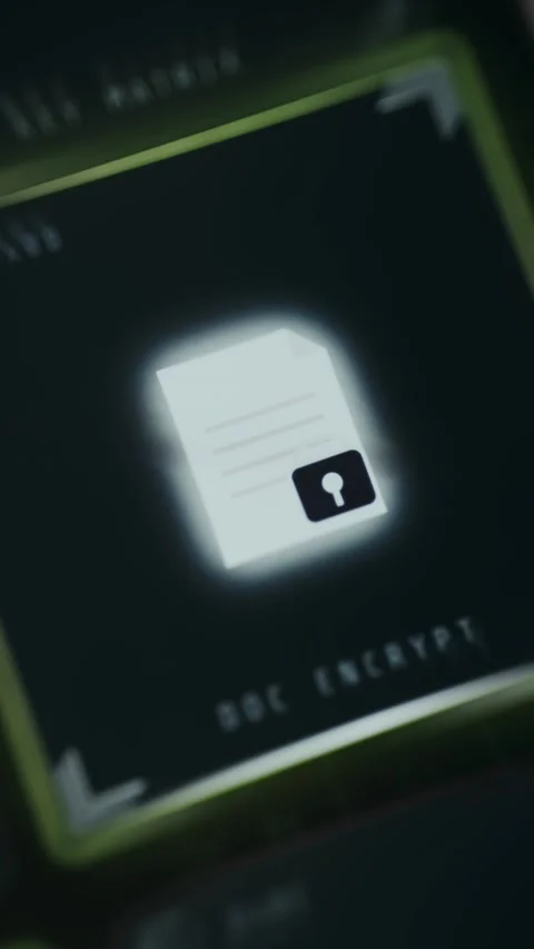 Cybersecurity icon depicting an encrypted and locked document Stock Footage 335467561