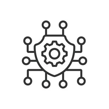 Cybersecurity, icon in line design. Cybersecurity, security, protection 스톡 일러스트