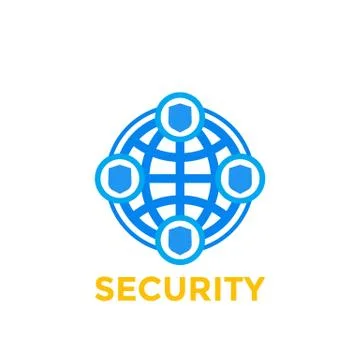Cybersecurity icon, logo element on white Stock Illustration