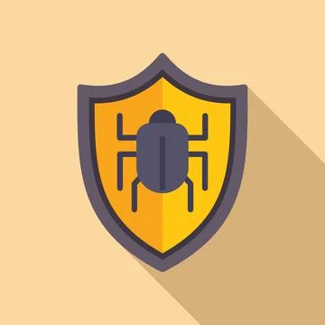Cybersecurity icon shield with bug silhouette Stock Illustration