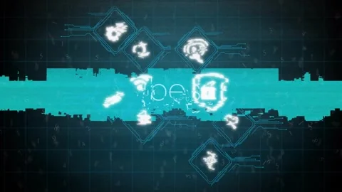 Cybersecurity icons and data encryption animation over digital interface Stock Footage 330339120