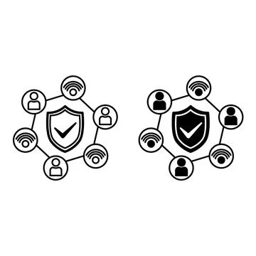 Cybersecurity Icons. Internet User Protection Black and White Vector Icon. .. Stock Illustration