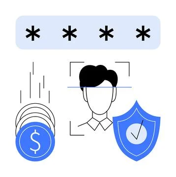 Cybersecurity, identity verification, online payments, access control, secure Stock Illustration