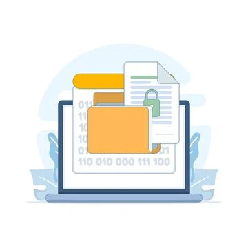 Cybersecurity illustration featuring data encryption, privacy protection. Stock Illustration