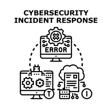 Cybersecurity incident response detecting digital errors protecting data 库存插图