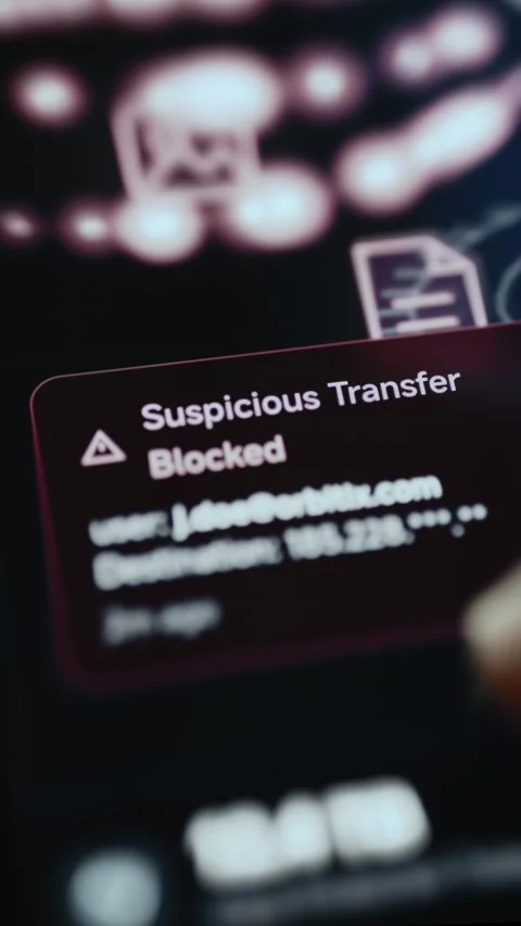 Cybersecurity Incidents Feed Showing Possible Data Exfiltration Attempt 4K Stock Footage 341853734