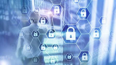 Cybersecurity, Information privacy, data protection, virus and spyware defense Stock Photos