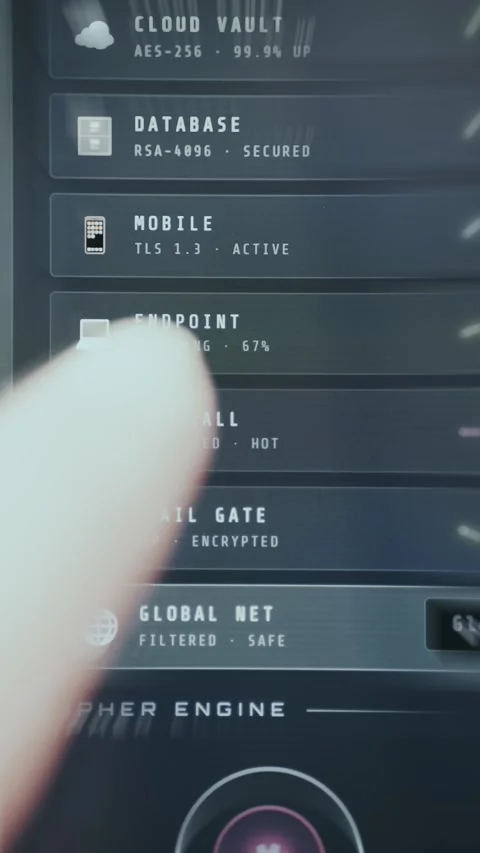 Cybersecurity interface with Firewall node highlighted Vidéo 335466371