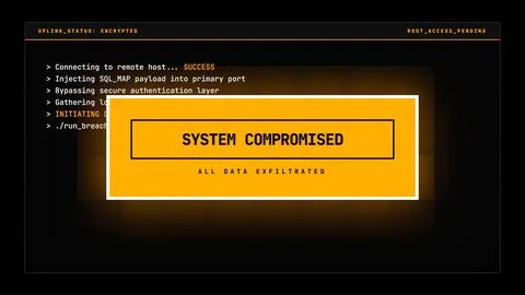Cybersecurity interface with hacking process and computer code. Stock Photos