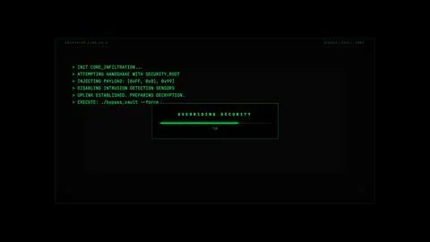 Cybersecurity interface with hacking process and computer code. Stock Photos