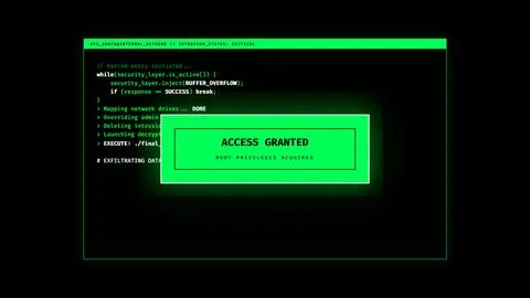 Cybersecurity interface with hacking process and computer code. Stock Photos